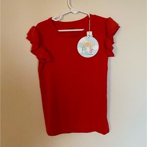 Iittle sleepies Red ruffle top NWT 6T